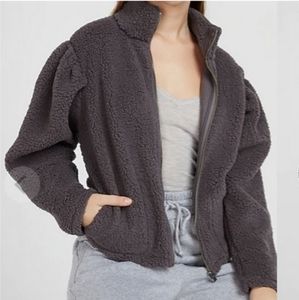 EXPRESS Sherpa Sweatshirt Puff Shoulders